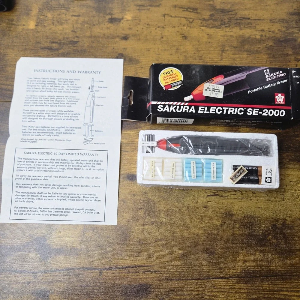 Sakura Electric Eraser SE-2000  SEALED NIB +  60 Eraser Refills NEW